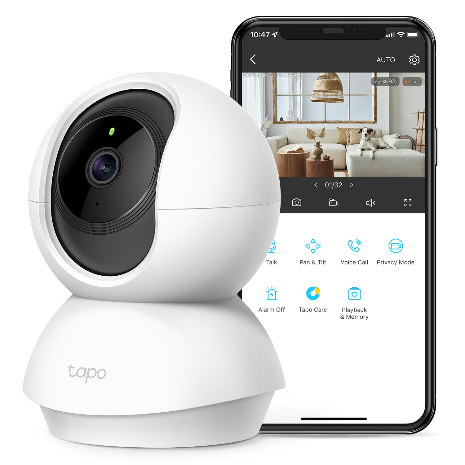 Pan/Tilt 2K Indoor Security Camera, Tapo C210